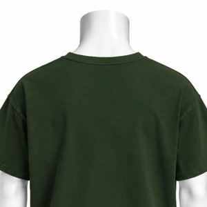 Camiseta Verde Oliva Desgastada con Bolsillo, de Algodón Lavado, Manga Corta, Corte Relajado, Bolsillo en el Pecho, Estilo Vintage Casual Urbano - Product Image 4