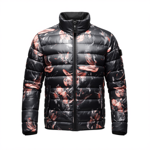 Veste matelassée pour homme, hiver, décontractée, en toile, camouflage, imprimé abstrait, imperméable, col montant, fermeture éclair - Product Image 2
