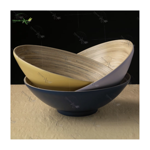 Bol classique en bambou léger, personnalisable, jetable et écologique D25xH8.5cm pour usage domestique et fêtes - Product Image 1