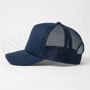 Unisex <b>Navy</b> Blue 6-Panel Trucker Cap Mesh Fabric Adjustable Back Casual Spring Summer <b>Hat</b> - Product Image 3