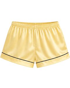Conjunto de pijama de satén amarillo pastel para mujer, ropa de dormir de seda de lujo, traje de noche con botones, ropa de descanso suave de manga corta. - Product Image 6