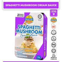 Pâtes spaghetti prêtes à consommer, raffinées, à base de blé dur, de sarrasin et de maïs, avec sauce crème aux champignons, 270g, sous vide, sans gluten, faibles en sodium
