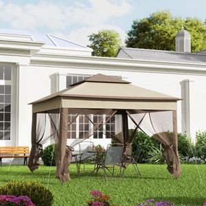 Gazebo Pop-up 3,35m x 3,35m a 2 Livelli per Esterni con Tetto Morbido, Rete Rimovibile con Cerniera e Ampia Borsa Portaoggetti Inclusa - Product Image 2