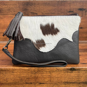 2025 Trendy Women Cowhide <b>Leather</b> Wristlet Clutch <b>Real</b> Genuine <b>Leather</b> with Tassel Zipper Pouch Spacious Phone <b>Bag</b> & Wallet - Product Image 2