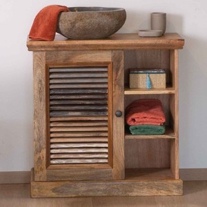 Vandana Royal Volume cabinet with louvered door in mango wood Etretat - Product Image 4