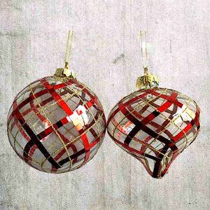 Adorno Navideño Único para Año Nuevo, Bola de Cristal Transparente Roja Brillante de 100 mm de Diámetro con Franjas de Mosaico, Adorno en Forma de Cebolla - Product Image 5