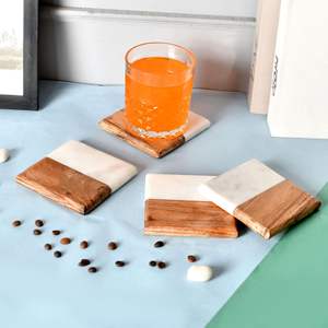 Vente de gros Sous-verres en marbre et en bois Sous-verres en bois avec pierre Sous-verres en marbre pour boissons - Product Image 1