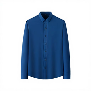 <b>Large</b> Size Men's Dress Shirt Japan Style Poplin Dot Pattern Polyester Cotton Blend Formal Business Shirt Factory Price Wholesale - Product Image 4