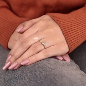 14K Gold Round Cut Diamond Ring <b>Cluster</b> Minimal Design Engagement Ring Wholesale Custom Jewelry Manufacturer Bridal Ring for Her - Product Image 4