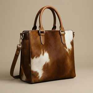Sac fourre-tout en cuir véritable fait main pour femme, en cuir de vachette, de luxe, à porter à l'épaule, tendance, ouvert, été LHTB-0129 - Product Image 2