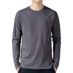 T-shirt décontracté pour homme, blanc, à manches longues, col rond, tricoté, coupe classique, couleur unie, en Spandex/Polyester, design uni, logo sur le devant - Product Image 4