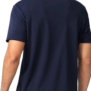 Conjunto de 2 Camisetas de Hombre en Azul Marino, Cuello Redondo, Tejido Sólido, Transpirable, Informal, para Verano, 100% Algodón, 280g - Product Image 3