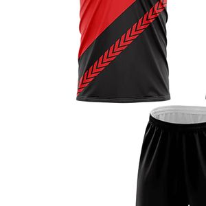 Conjunto de Jersey de Hockey Rojo y Negro, Cuello en V, Manga Corta, con Pantalones Cortos a Juego, Uniforme Deportivo, Ropa para Partidos Atléticos - Product Image 6