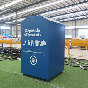 Bacs de dons verts avec support extérieur pour le recyclage et la collecte de vêtements usagés, boîte de collecte écologique pour vêtements et chaussures - Product Image 4