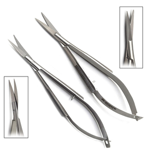 Lot de 2 ciseaux ophtalmiques Castroviejo Micro Noyes à ressort, droits et courbés, en acier inoxydable, pour usage chirurgical manuel - Product Image 1