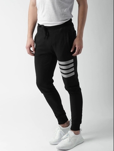 Jogging décontracté pour homme en molleton de coton noir avec cordon de serrage à la taille, idéal pour l'hiver - Product Image 4