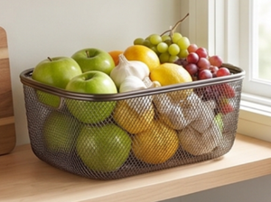 Cesta de Almacenamiento de Alambre Metálico Premium, Rectangular, con Asa, Diseño Simple, Contenedor Multiusos para Organización - Product Image 6