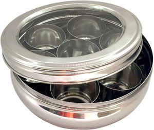 Boîte à épices en acier inoxydable, écologique, durable, étanche, compatible lave-vaisselle, Masala Dabba, support à épices transparent - Product Image 4