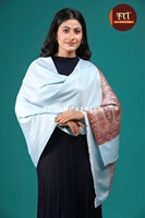 Châle en Soie Modale Premium pour Femme, Motif Chevron, Doux, Léger, Agréable pour la Peau, Étole de Créateur 28x80 Pouces, Bleu Ciel, Mariage, Hiver