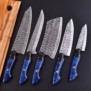 LEGACY BLADES Professional Damascus Chef <b>Knife</b> <b>Set</b> 5-Piece Resin Handle Handmade Razor <b>Sharp</b> Ambidextrous Sustainable <b>Knives</b> - Product Image 2