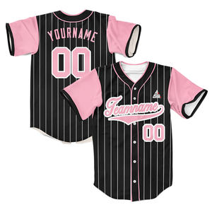 Maillot de baseball personnalisé vert à rayures fines pour homme, uniforme d'équipe, tissu polyester respirant, col boutonné, nom personnalisé - Product Image 4