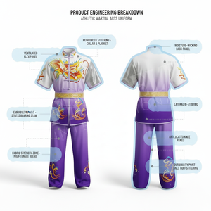 Uniforme de Artes Marciales Wushu Bordado a Mano Personalizado de Moda para Adultos y Niños, Uniforme de Alta Calidad para Kung Fu, Tai Chi y Karate - Product Image 2