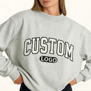 Sudadera de cuello alto para mujer con logo personalizado, 100% algodón suave, estilo urbano, bordada, tipo jersey, forro polar, oversize - Product Image 3