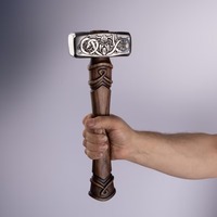 Marteau Viking Gravé DIY Multi-Usages avec Manche en Bois de Haute Qualité, Face Carrée, Réplique Décorative Faite à la Main