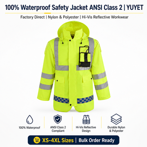 Giacca di Sicurezza Traspirante Riflettente ANSI Classe 2 Impermeabile <span class=keywords><strong>con</strong></span> Torcia LED Integrata e Logo Personalizzato per Lavori di Costruzione Stradale - Product Image 2