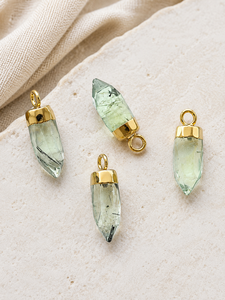 Prehnite Spike <b>Pendant</b> 13x5mm Handmade Point Necklace 925 Silver Electroplated <b>Pendant</b> for Jewelry Making, Birthstone Design - Product Image 2