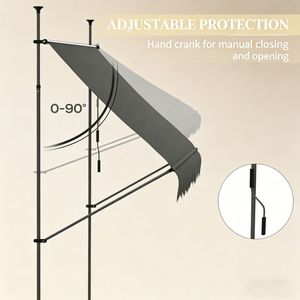 Tenda da Sole Retrattile per Patio con Telaio in Lega di Alluminio e Rivestimento in PVC, Estensibile 6m di Larghezza e 5m di Proiezione, per Uso Residenziale con Illuminazione LED - Product Image 4