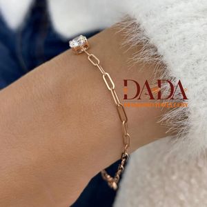 Bracelet solitaire rond contemporain en diamant de laboratoire pour femme, bijoux fins, bracelet chaîne minimaliste - Product Image 2