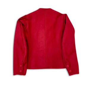 เสื้อแจ็คเก็ตขนสัตว์สีแดงสไตล์ศตวรรษที่ 18 สำหรับผู้ชาย กระดุมแถวเดียว ติดกระดุมด้านหน้า สำหรับฤดูหนาว แบบจำลองเสื้อผ้าประวัติศาสตร์ ศตวรรษต้นศตวรรษที่ 19 - Product Image 2