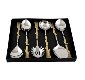 Juego de cucharas de latón pulido brillante, cubertería con mango martillado de diseño floral, cuchara de postre de latón antiguo, el mejor precio - Product Image 5