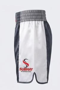 SUBHAY INTERNATIONAL Men's Boxing Shorts <b>White</b> Black Elastic Waist Breathable Polyester Regular Fit Adults All Seasons - Product Image 4