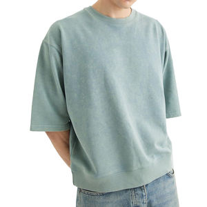 High Demand Oversized Men Streetwear T-Shirt 100% Cotton Heavyweight 250g Quick Dry Regular Fit Acid Wash T Shirt - Product Image 5