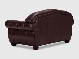 Sofá Chesterfield de Dos Plazas en Cuero Genuino Marrón Oscuro con Respaldo Acolchado y Brazos Enrollados Clásicos para Sala de Estar - Product Image 3