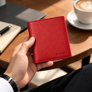 Mens Vintage Saffiano <b>Genuine</b> <b>Leather</b> Foldable Bifold <b>Wallet</b> with Polyester Lining Short Size for Daily Use - Product Image 5