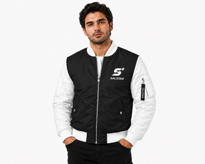 Salstar <b>Waterproof</b> Winter Bomber <b>Jacket</b> OEM Manufacturer Wholesale Streetwear Varsity <b>Jacket</b> Men Custom Black <b>White</b> Contrast - Product Image 1