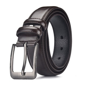 Cinturón de Cuero Automático con Hebilla Rectangular Negra Sólida, Formal para Hombre, de Cuero Vacuno Genuino, Duradero, Moldeado en una Sola Pieza - Product Image 3