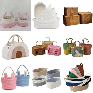 Panier en jonc de mer tressé à la main, écologique, bac de rangement naturel pour le linge et les jouets - Product Image 4