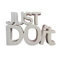Étagère décorative élégante en bois d'ingénierie peint en blanc, avec sculpture sur bois artistique, écologique, pour bureau créatif, idéale pour la retraite, 'Just Do It'