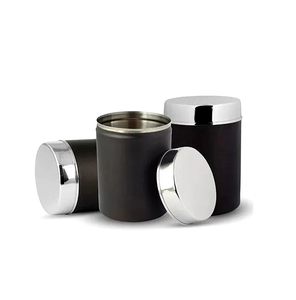 Metal Food Storage <b>Canister</b> <b>Set</b> of 3 Cylinder Shape Airtight Lids Industrial Design for Kitchen Use - Product Image 3