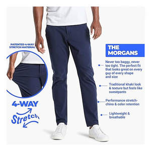 Pantalones Chinos para Hombre, Corte Clásico, Elásticos, Cómodos, Flexibles, Casuales, para Oficina, Trabajo, Pantalones de Vestir, Ajustados, Rectos, Mezcla de Algodón - Product Image 3