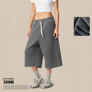 Shorts Bermuda Vintage en Coton Gris Polaire pour Homme, Taille Élastique, Coupe Ample, Décontracté, Idéal Été, Cinq Poches, Fermeture à Cordon - Product Image 5