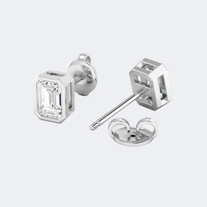 Luxury <b>Emerald</b> Shape Brilliant Cut Lab Grown Diamond 0.50 CTW <b>Earrings</b> 9K 14K 18K <b>Gold</b> for Women E F Color VS VVS Clarity - Product Image 4