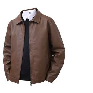 Veste en cuir pour homme printemps 2025 avec logo personnalisé, revers fins, coupe ajustée, coupe-vent et confortable, toile tendance, nouveauté - Product Image 1
