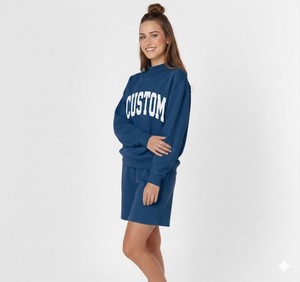 Conjunto de 2 Piezas para Mujer, Estilo Urbano, Cuello Alto y Shorts por Encima de la Rodilla, Informal para Invierno, Uso Diario, Corte Holgado, Color Sólido - Product Image 5