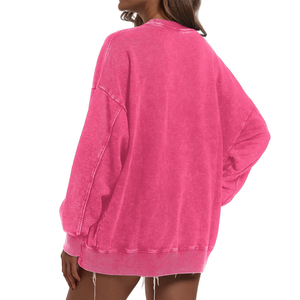 Warm Winter Thermal <b>Women</b> <b>Sweatshirt</b> Thick Fleece Lined Loose Fit Ladies Acid Wash <b>Sweatshirts</b> <b>For</b> Ladies - Product Image 5