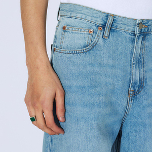 Jeans baggy en denim pour homme avec logo personnalisé, coupe ample, jambe droite, broderie, patch, streetwear, fabricant - Product Image 4